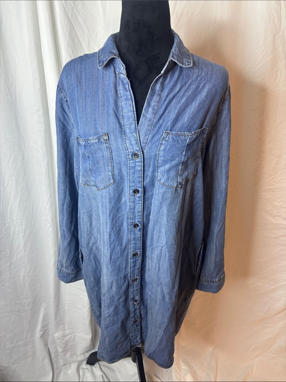 Velvet Heart Light Blue Denim Long Sleeve Shirt Dress